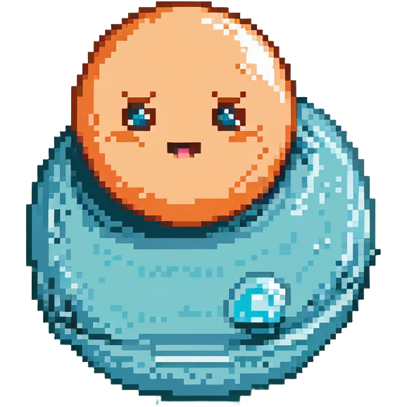 Uranus planet with light blue color, rings, and a cute expressive face emoji