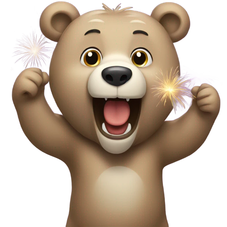 Bear celebrating new years emoji