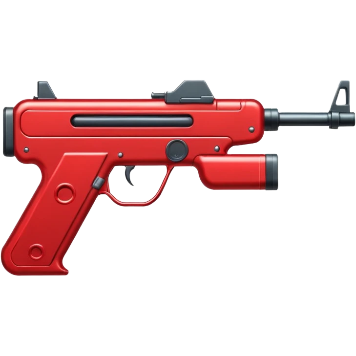 Red machine gun placed in vertical manner, totally red, no other part should be of any other colour, in 2D format emoji