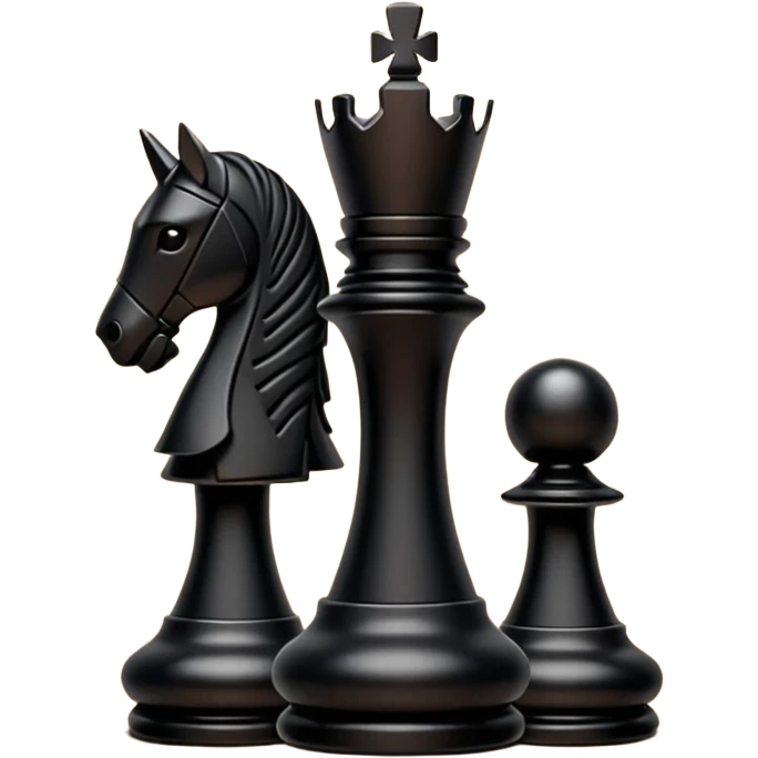 black chess pieces, knight piece emoji