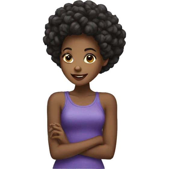 Black girl with a puff hairstyle eating chips emoji