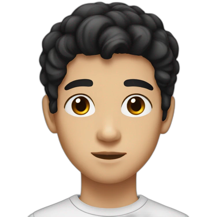 A 15 years old boy with black hair and dark brown eyes  emoji