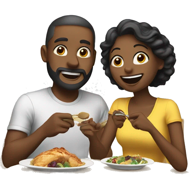 Husband and wife eating dinner  emoji