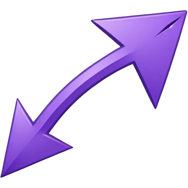 The purple arrow is hand-drawn and bends emoji