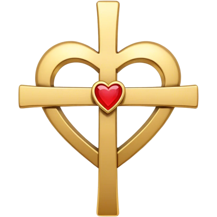 Two hearts around a simple gold cross  emoji