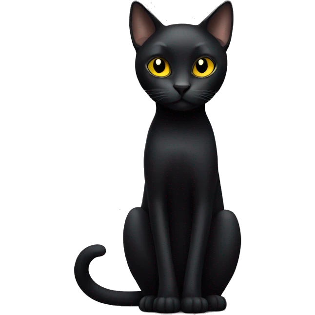 skinny black cat with yellow eyes emoji