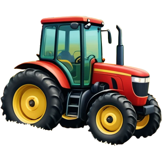 An icon showing close-up tractor in a colorful rural landscape, inspired by Farming Simulator 22. The design features vibrant fields, barns, and crops under a bright sky, with tractors working the land. The peaceful and immersive farming environment is highlighted with a transparent background emoji