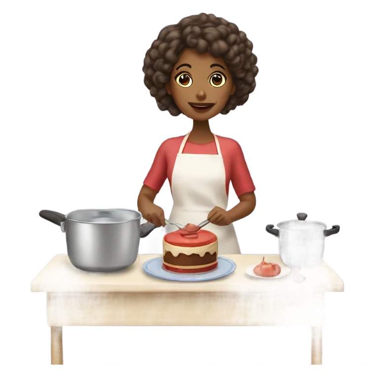 Brown girl cooking ￼￼coquette cake emoji
