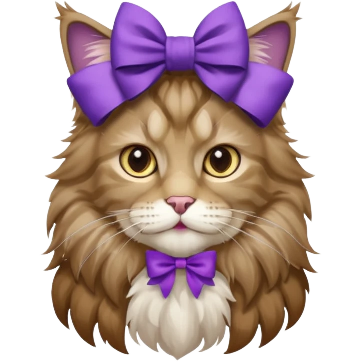 Mainee-coon with purple bow only on head emoji