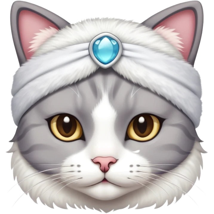 A cat with a skincare headband emoji
