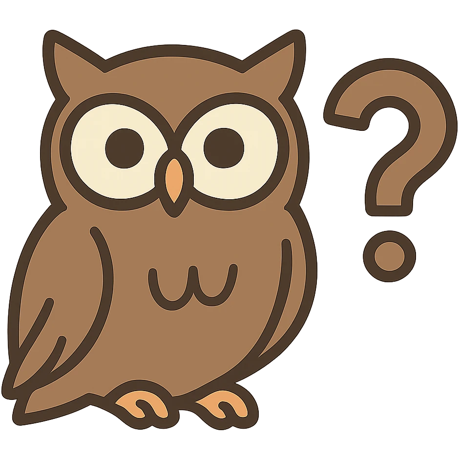 flat toon style symbol for philosophy, such as an owl or question mark emoji