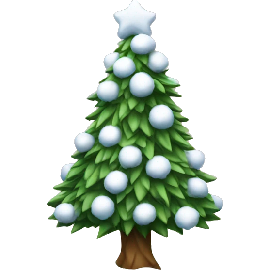 an undecorated christmas tree with snow on the leaves emoji