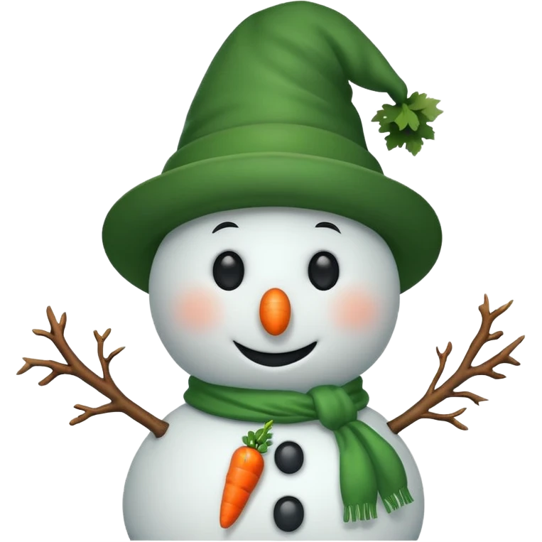 snowman wearing green hat emoji