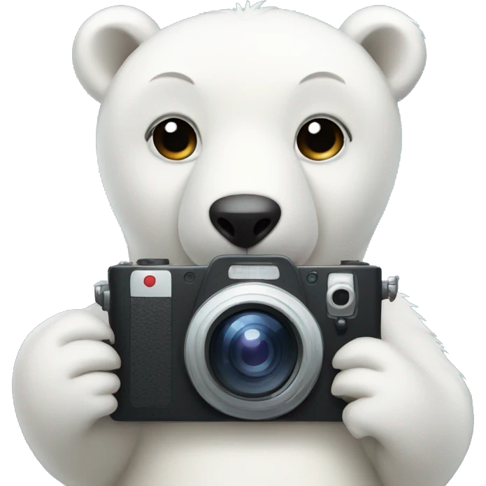 Cute Polar bear holding a Camera  emoji