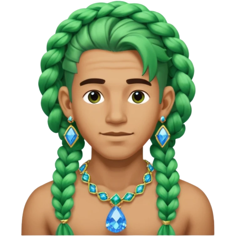 gem lover man with gem accessories excessive amount very big gem earrings green chunky braided hair and blue diamonds  emoji