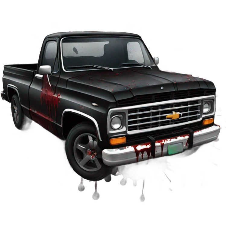 Gothic pickup truck with blood emoji