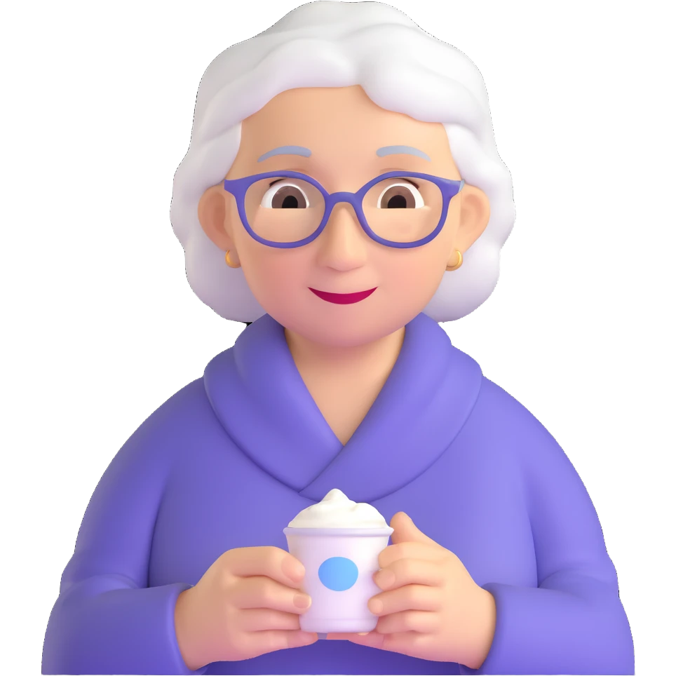 grandmother offering yogurt emoji