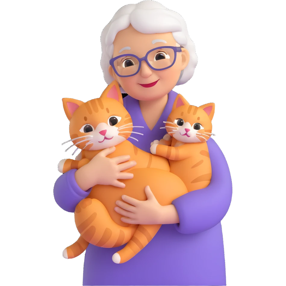 grandmother holding a cat emoji