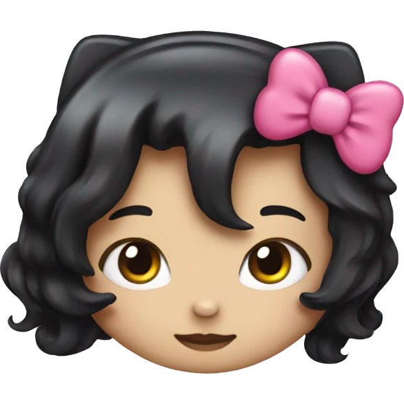 Hello Kitty, with long black hair emoji