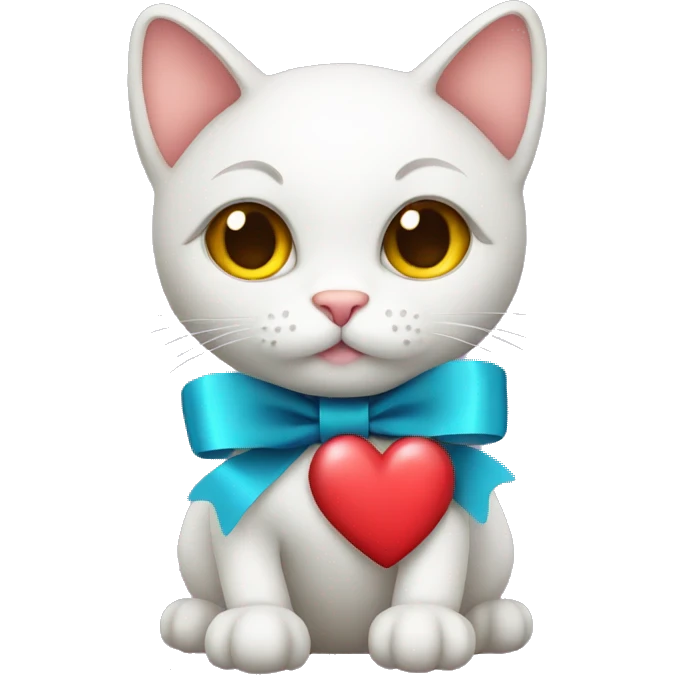 cat with ribbon with heart emoji