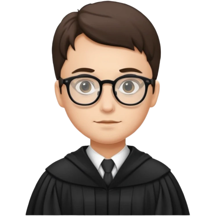 Young judge with glasses and robe emoji