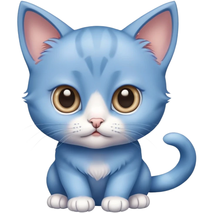 Close-up of a flair blue kittenwith big, expressive ees emoji