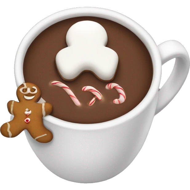 Hot chocolate with gingerbread man cookie  emoji