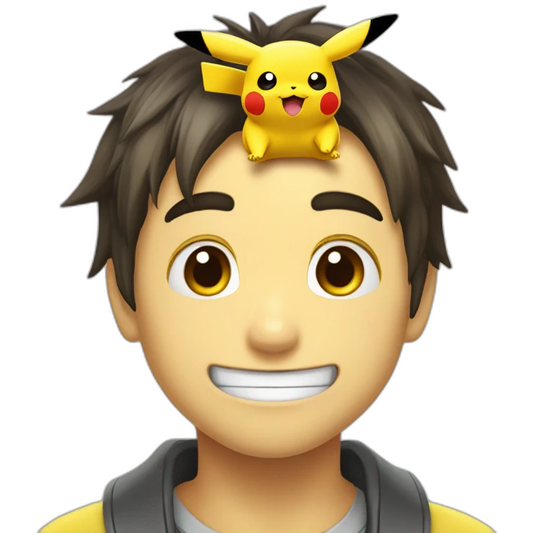 Tête de pikachu qui pleure de rire emoji