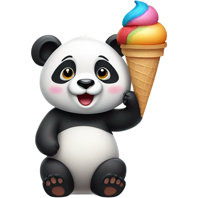 Panda eating ice cream emoji
