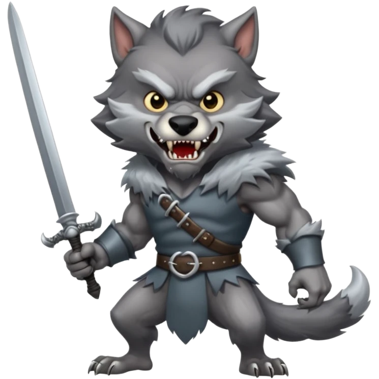Werewolf with two swords in two hands emoji