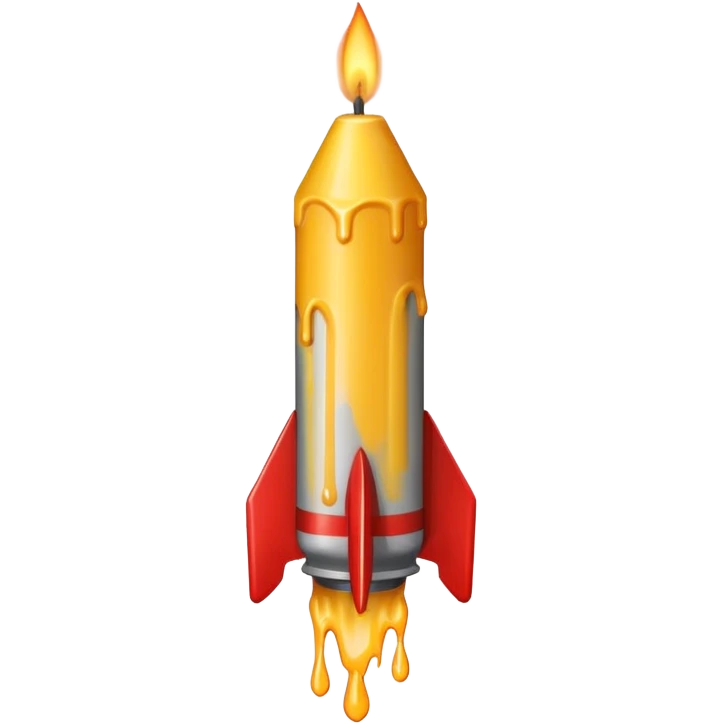 THe candle emoji on a 45* rocket emoji