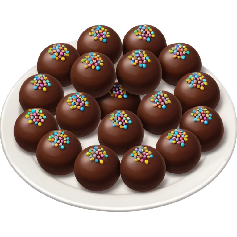chocolate balls on plate with chocolate sprinkles emoji