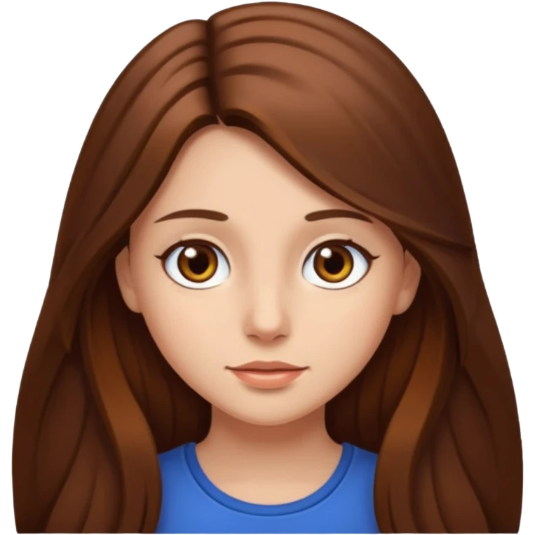 Girl with long brown hair and brown eyes emoji