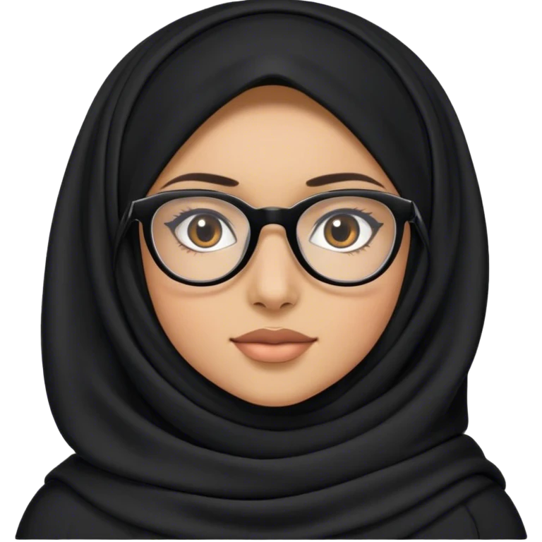 A girl with name Aleena wearing glasses and hijab black emoji
