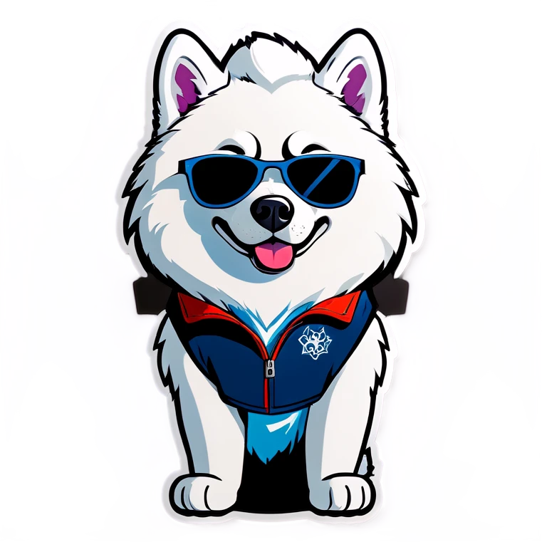 White husky wearing aviators emoji