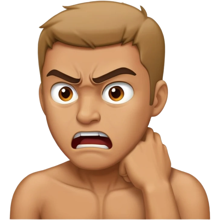 Man angry while holding his neck  emoji