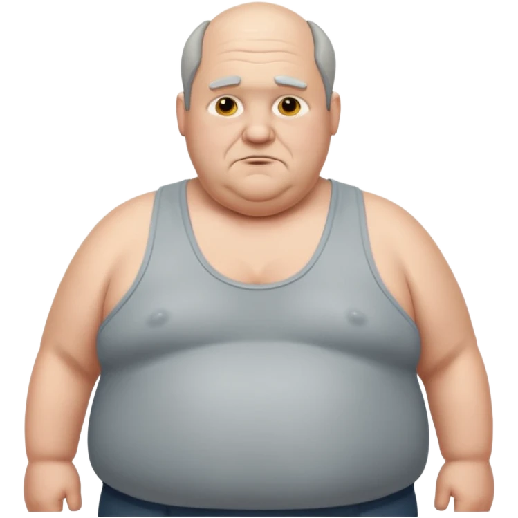 extremely obese middle aged white man in wifebeater with greasy hair and greasy appearance. His hair is balding and grey emoji