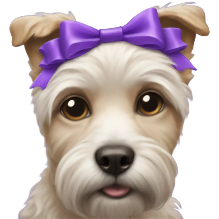 Purple bow on doodle dog emoji