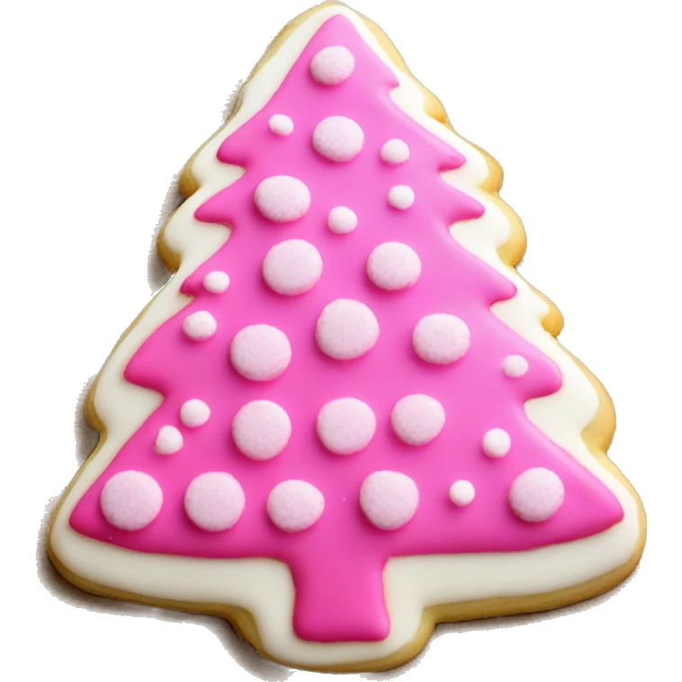 Pink Christmas tree shaped sugar cookie emoji