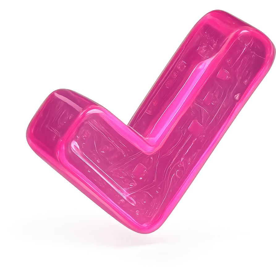 A glowing neon pink cyberpunk style checkmark icon with a cybernetic pattern, futuristic design emoji