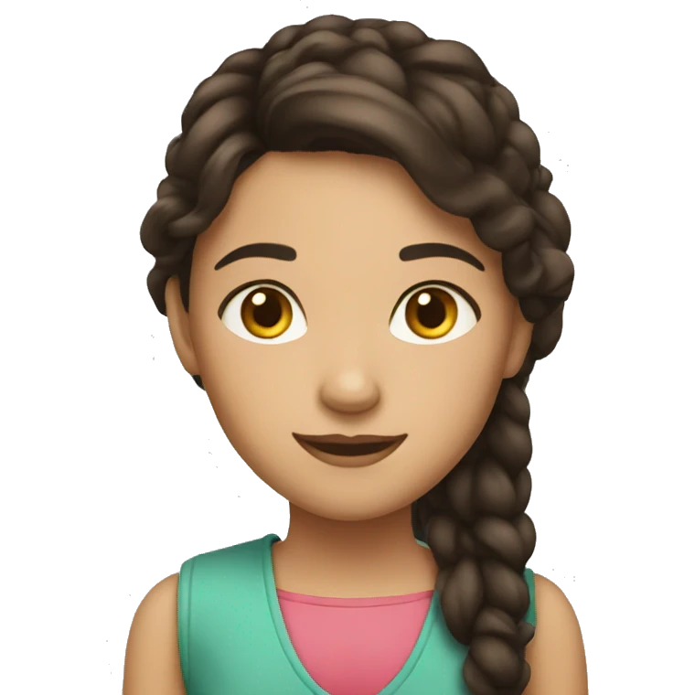brunette girl with imagination emoji