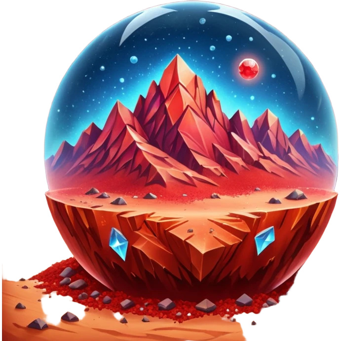 crystal mars planet, surface covered in glowing crystals mountains and dust emoji
