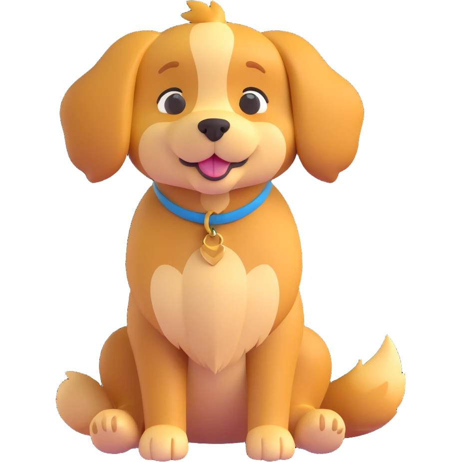 A cute cartoon dog, golden fur, friendly expression, sitting. emoji
