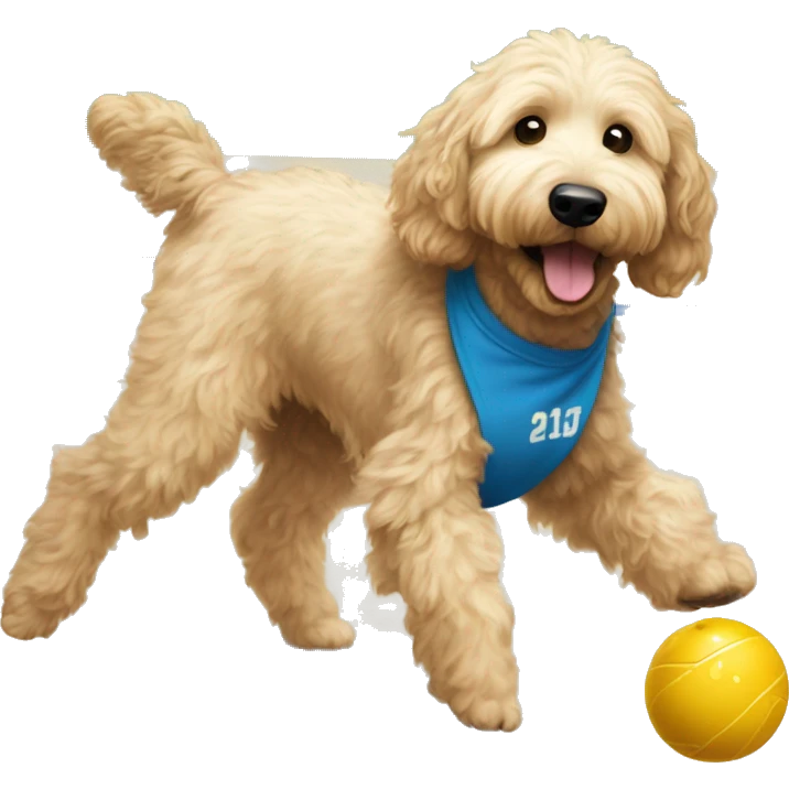 Goldendoodle playing pickleball emoji