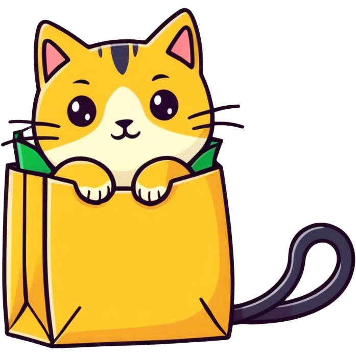 Golden cat in a bag emoji