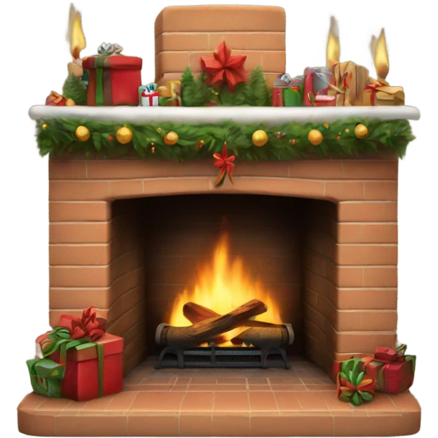 Realistic Christmas fireplace emoji