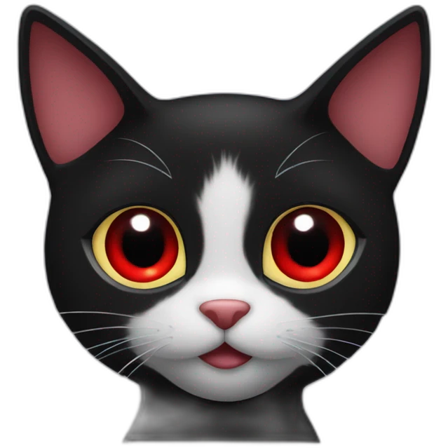 Create a black cat she has eyes red eyes that a in a shape of an Heart  emoji