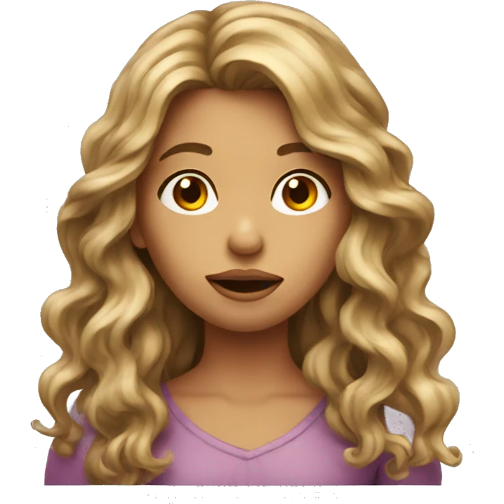 Girl with long wavy hair with her hand over her mouth realistic  emoji