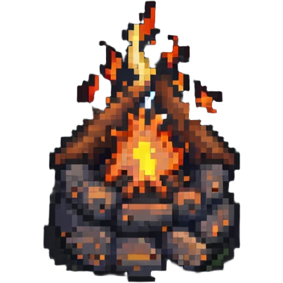 cozy campfire at night with flames emoji