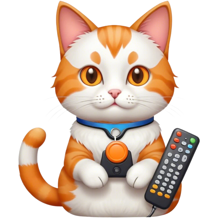 A Cat holding a tv remote emoji